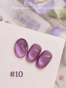 10ml Spring Summer Nine-Layer Purple White Cat Eye Gel Nail Polish Nail Salon 2025 New Style Spring Summer Popular Ice Transparent White Glass Bead Nail Art Nail Supplies