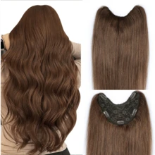 Clip In Hair Extensions Straight V-Shaped Hair Extension One Piece Hair Extensions With 5 Clips For Women Daily Use 16 Inch - S4 - View 9