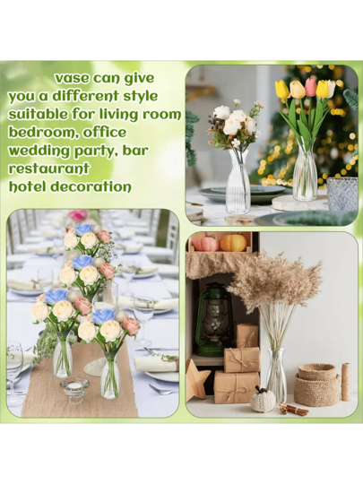 2/5/8/ Plastic Gestreepte Vases, Clear Glass Vase Bloemen Arrangement, Crafts, Bouquets, ation, Holiday, Home, Dining Table, Wedding, Home Room Flower view 6