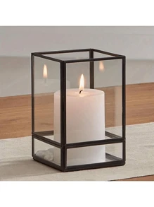 Black Retro Vintage Copper & Glass Candle Holder, Scandinavian Home Decor Accessories