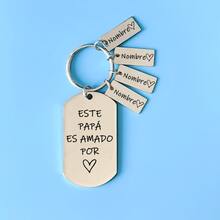 Personalized Father's Day Gift Present Keyring,This Daddy Is Loved By Keychain,Stainless Steel Keyring Engraving Spanish Charms - Multicolor - View 13