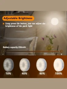 Smart Sensor Night Light, LED Student Dorm Night Light, Solid Color 8 LED Magnetic Stair Light, USB Rechargeable Smart Motion Sensor Night Lamp, 120° Wide Sensing Range, Adjustable Brightness Wall Lamp With Lithium Battery, Wireless Infrared Sensor, Detachable Semi-Embedded Plastic Lamp Fixture, Suitable For Cabinet, Entrance, Corridor, Apartment, Balcony, Dorm, Reading Lighting (Warm White/White), Turn On Light Without Stumbling At Night, Won't Disturb Roommates, Power Outage Emergency Light (Please Refer To The Second Main Image For Sensor Mode Settings) - Multicolor - View 5