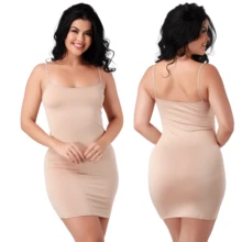 Anagua Dress Safety Comfort Protection Nightgown Thin Strap Plus Size Second Skin Combination Basic - Beis - Ver 3