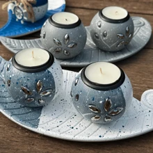 1 Pezzo Set di porta candele in legno a forma di foglia, porta candele da tè, ciotola decorativa in legno con porta candele da tè e pietre decorative per creare un'atmosfera accogliente, porta candele a colonna in legno, regalo per matrimonio, anniversario, festa della mamma, decorazione per feste, regalo per la casa nuova, San Valentino, decorazione da tavolo per il salotto, decorazioni per il camino in salotto, decorazione da tavolo rustica e vintage, accessori per il salotto, centrotavola natalizio