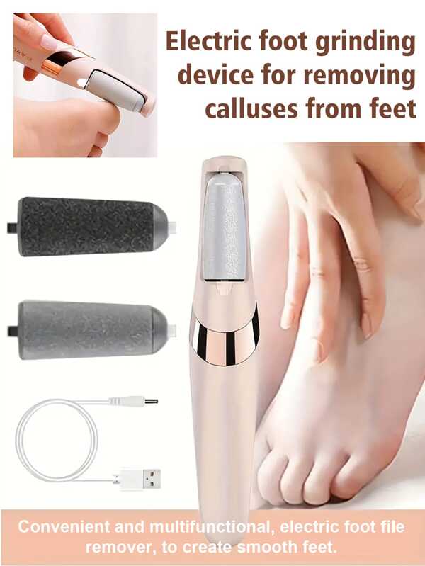 Opción popular de removedor eléctrico de callosidades de los pies con carga USB - Juego de lijadora automática y herramienta de pedicura, conveniente y multifuncional, adecuado para pies y manos, lima eléctrica para crear pies suaves.