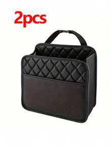 Set di accessori per auto, organizer per sedile posteriore in pelle PU premium con contenitore portarifiuti, borse porta oggetti multitasche per interni auto - borsa portaoggetti universale per sedile posteriore con portabicchiere - Set da 14 salviette compresse portatili, mini salviette usa e getta compresse per viaggi