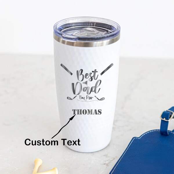 1pc Gold Dad Gift Custom Golf Tumbler Father's Day Gift, Best Dad By Par Coffee Mug, Personalized 20oz Dimpled Golf Water Bottle, Engraved Outdoor Travel Mug, Personalized Insulated Golf Tumbler,Gift For Golf Lover,Custom Golf Travel Mug,Gifts For Dad, Golfer Sport Gift, Personalized 20oz Tumnbler For Him Her, Christmas Tumbler, Golf Dad Gift