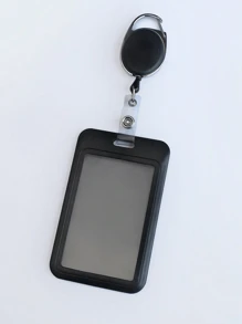 1 Set Zinc Alloy Card Holder Clip + Pull-Out ID Card Holder (Black)
