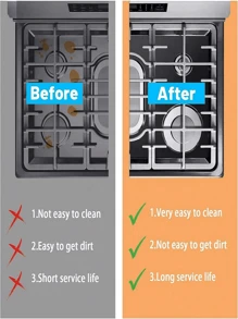 1/3 Juego de cubiertas de quemador de estufa de gas, protector de estufa de gas, revestimiento de quemador de estufa antiadherente y reutilizable, protector de estufa fácil de limpiar, resistente al calor y cortable, protegiendo su estufa de gas de derrames y contaminación por grasa y materiales espesos. Estufa de gas de cocina.