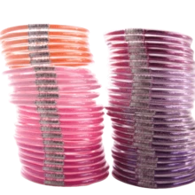 9 件/套波西米亚风格银珠袖口手链，透明 PVC 管内径 6.5 厘米，多层可堆叠手链套装，适合女性海滩度假穿着 - 9件套-銀塞 - 查看 1