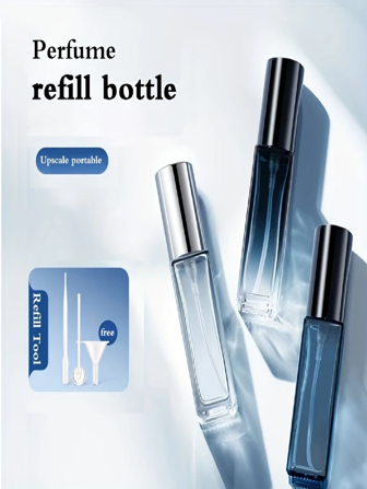 Flacon de parfum en verre ombré (1/3 pièces), vaporisateur rechargeable, sans BPA ni parfum, flacon de parfum portable haut de gamme de 9,5 g, vaporisateur vide en verre à brume fine, indispensable pour le voyage, compact et élégant.