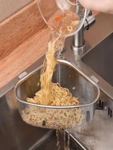 1pc Stainless Steel Triangle Sink Strainer Basket - 6.61 Lbs Large Capacity Polished, With Debris Filter Function Kitchen Sink Garbage Strainer, Leak-Proof Metal Mesh Basket, Suitable For Kitchen Sink - Multicolor - View 10