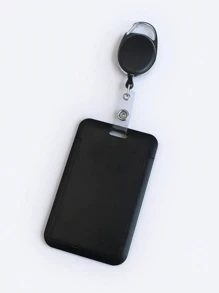1 Set Zinc Alloy Card Holder Clip + Pull-Out ID Card Holder (Black)