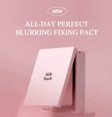 MILKTOUCH Compacto fijador y difuminador perfecto para todo el día, acabado mate de larga duración, difumina los poros y controla la grasa, textura ligera y suave, belleza coreana, 10 g - 10g - Ver 4