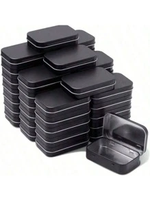 1/2pcs Flip Lid Tin Box, Metal Storage Tin, Portable Small Container, Mini Storage Box With Solid Hinge Lid For Drawing Pins, Beads, Earrings, Jewelry Crafts Organization