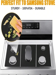 1/3 Juego de cubiertas de quemador de estufa de gas, protector de estufa de gas, revestimiento de quemador de estufa antiadherente y reutilizable, protector de estufa fácil de limpiar, resistente al calor y cortable, protegiendo su estufa de gas de derrames y contaminación por grasa y materiales espesos. Estufa de gas de cocina.