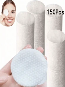 1200/900/600/300/150/75 椭圆形洁面棉，适用于面部，高品质卸妆棉，低过敏性无衬里圆形，适合所有肤质一次性美容湿巾，无纺布洁面湿巾，女士化妆必需品