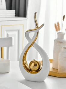 1 pieza Escultura decorativa de resina de arte abstracto moderno - Decoración del hogar contemporánea, adecuada para sala de estar, dormitorio, escritorio, mesa de comedor, oficina, gabinete de TV, estantería, también como regalo de boda/inauguración de la casa