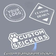 32-1000 piezas Etiquetas adhesivas transparentes personalizadas a prueba de agua con formas redondas, rectangulares, cuadradas y especiales, actividades artísticas para niños - Pegatinas transparentes personalizadas - Ver 1