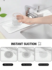 1 pieza de Alfombrilla antideslizante absorbente de goma con diseño impreso de mármol blanco, secado rápido, base impermeable, ideal para el baño, la cocina, la oficina, el restaurante, la granja, decoración del hogar