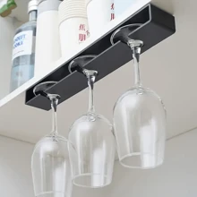 1 pièce Porte-verres mural avec tiges en verre, Organisateur de verres à vin sans perçage gain de place, pour la cuisine, le bar et la salle à manger, accessoire de rangement et de rangement, accessoire pour la maison