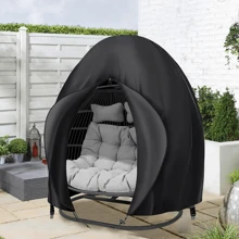 1pc Patio Egg Chair Cover, Outdoor Furniture Egg Swing Hammock Lounge Chair Cover, Heavy-Duty Hammock Swing Chair Cover, Waterproof, UV-Resistant, Dustproof (Black)