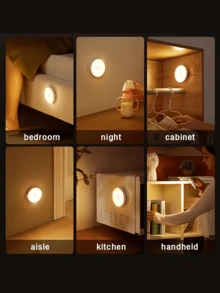 Smart Sensor Night Light, LED Student Dorm Night Light, Solid Color 8 LED Magnetic Stair Light, USB Rechargeable Smart Motion Sensor Night Lamp, 120° Wide Sensing Range, Adjustable Brightness Wall Lamp With Lithium Battery, Wireless Infrared Sensor, Detachable Semi-Embedded Plastic Lamp Fixture, Suitable For Cabinet, Entrance, Corridor, Apartment, Balcony, Dorm, Reading Lighting (Warm White/White), Turn On Light Without Stumbling At Night, Won't Disturb Roommates, Power Outage Emergency Light (Please Refer To The Second Main Image For Sensor Mode Settings) - Multicolor - View 8