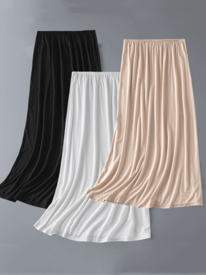 1pc Versatile Midi Slip Underskirt, Knee-Length, Solid Color, Anti-Flashing Skirt For Women, Spring/Summer Summer, School Fall, Autumn, Halloween