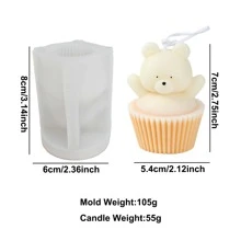 Molde de silicona en forma de osito para hacer velas tipo magdalena - Fácil desmolde, multiusos para velas, yeso, resina y manualidades de arcilla - Adorable esencial DIY para la decoración del hogar