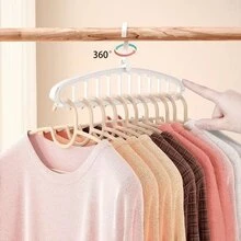 11-Slot Foldable Clothes Hanger Rack, Multi-Functional Non-Slip Plastic Portable Hanging Wardrobe Storage System, 3.2 Cubic Feet Enclosed Storage Capacity - Lightweight (1 Piece), Bedroom, Storage Rack, Home Organization - Multicolor - View 8