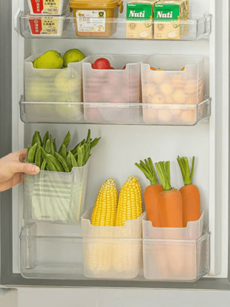 1/3 件冰箱侧储物抽屉，食物碎屑分类冷冻食品保鲜储物盒，袋子整理器，冰箱储物节省空间，食物分类保鲜盒