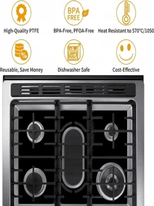 1/3 Juego de cubiertas de quemador de estufa de gas, protector de estufa de gas, revestimiento de quemador de estufa antiadherente y reutilizable, protector de estufa fácil de limpiar, resistente al calor y cortable, protegiendo su estufa de gas de derrames y contaminación por grasa y materiales espesos. Estufa de gas de cocina.
