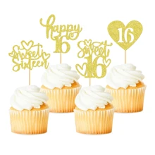 12pcs Shining Black 18th Birthday Cupcake Toppers Cake Decorations, Sweet 16 Party Supplies, 18th Anniversary Celebration Decorations