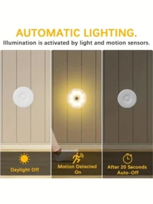 Smart Sensor Night Light, LED Student Dorm Night Light, Solid Color 8 LED Magnetic Stair Light, USB Rechargeable Smart Motion Sensor Night Lamp, 120° Wide Sensing Range, Adjustable Brightness Wall Lamp With Lithium Battery, Wireless Infrared Sensor, Detachable Semi-Embedded Plastic Lamp Fixture, Suitable For Cabinet, Entrance, Corridor, Apartment, Balcony, Dorm, Reading Lighting (Warm White/White), Turn On Light Without Stumbling At Night, Won't Disturb Roommates, Power Outage Emergency Light (Please Refer To The Second Main Image For Sensor Mode Settings) - Multicolor - View 11