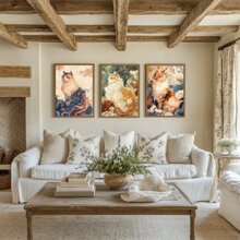 1pc/3PCS Wall Arts Posters: Divine Beasts, Cats, Cat Enthusiasts, Cute Suitable For Residential And Dormitory Walls, Living Room And Bar Decoration, Dining Room Or Bathroom, Room Decoration, High Quality Without Frame, Canvas Art For Indoor/Outdoor Use, Frameless/Framed ,Wall Art With Frame