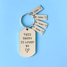 Personalized Father's Day Gift Present Keyring,This Daddy Is Loved By Keychain,Stainless Steel Keyring Engraving Spanish Charms - Multicolor - View 9