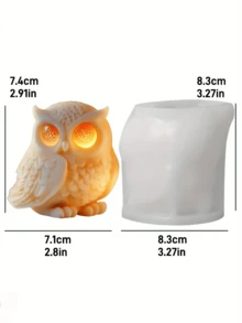 1 件可爱猫头鹰形硅胶蜡烛模具 - 树脂和石膏铸造，大眼动物系列设计，易于制作，易于脱模，易于清洁，树脂工艺品，家居装饰摆件，汽车空气清新摆件，节日礼物，母亲节礼物 - 白色 - 查看 8