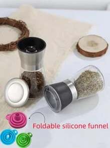 1 pieza Molinillo de pimienta manual de vidrio duradero - Salero y especiero transparente, accionado manualmente para pimienta negra, sal marina - Accesorio de cocina ideal para entusiastas de la cocina
