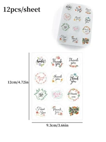 Rollo de 500 pegatinas con flores y texto 'Gracias' - Ideal para regalos de Acción de Gracias y decoración de tarjetas