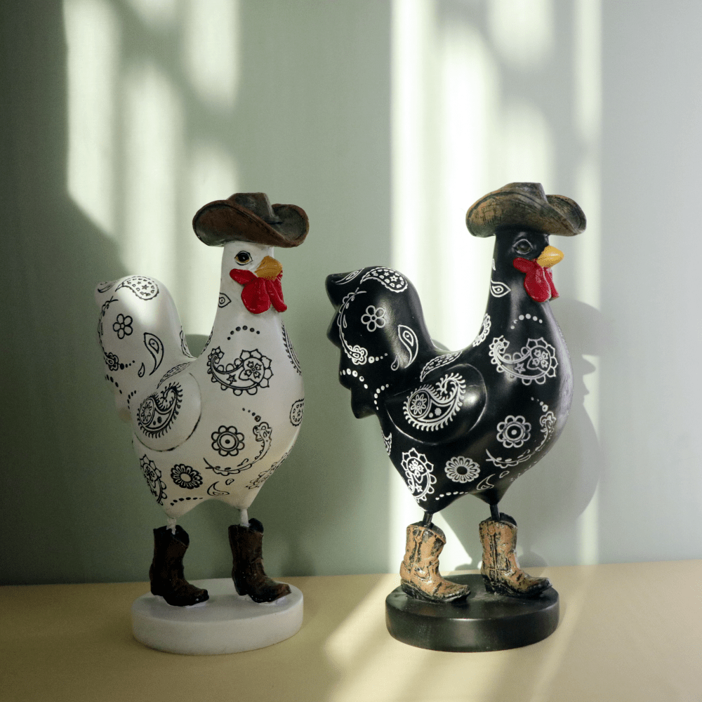 1 pieza Figura decorativa de botas de vaquero occidental de resina con diseño de pavo, artesanal vintage, decoración de sobremesa navideña, artesanía festiva de otoño, estatua de animal, ornamento de cosecha de otoño, escultura rústica