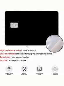 1 件简约纯色信用卡贴纸，采用 PVC 材质制成，具有防刮、防滑、防指纹功能，适用于信用卡、借记卡、身份证、DIY 装饰和隐私保护，是送给男士和女士的创意礼物 - 彩色 - 查看 5
