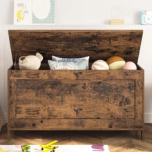Farmhouse Style Storage Bench – 100kg Capacity, 100x40x48cm, Multi-Functional Shoe Storage & Blanket Box, Easy Assembly, Sturdy E1 Particleboard - Brown - View 7