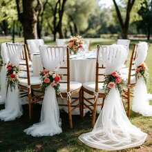 1 pieza Tela de organza blanca elegante, tela de red versátil para decoración, de 3 a 16 metros de largo, adecuada para respaldos de sillas de boda, barandillas de escalera, corredores centrales de mesa, cortinas de arco, manualidades DIY, cortinas de techo, telones de fondo para ceremonias de boda, compromisos, decoración de San Valentín y días festivos, regalos de cumpleaños de verano, útiles escolares, decoración de habitaciones