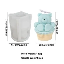 Molde de silicona en forma de osito para hacer velas tipo magdalena - Fácil desmolde, multiusos para velas, yeso, resina y manualidades de arcilla - Adorable esencial DIY para la decoración del hogar