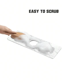 1 pieza de Alfombrilla antideslizante absorbente de goma con diseño impreso de mármol blanco, secado rápido, base impermeable, ideal para el baño, la cocina, la oficina, el restaurante, la granja, decoración del hogar