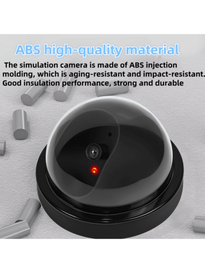 1pc Zwart Fake Security Camera, Simulated Dome Indoor/Outdoor Under Eaves, Flashing Rood LED Light, Home, Business, Factory, Aisle, Market, Hotel Deterrent Effect view 8