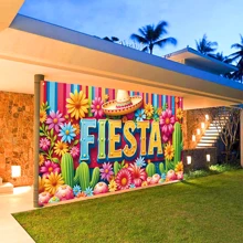 1pc FIESTA Polyester Party Banner Flag, Cinco De Mayo Celebration Banner, Suitable For Home, Garden, Studio, Outdoor Celebrations, Holiday Photo Backdrop, Mexican Party Decoration Birthday Decorations Tapestry Room Decor Party Decorations