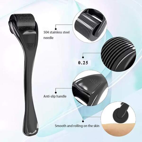 0,25 mm Bartroller, Dermaroller, Bartroller, Bartförderung, Mikronadelroller für Haut- und Haarpflege für Männer und Frauen, Minoxidil, Dermaroller, Microneedling, Schönheit, Hautpflege, Spa, Selbstpflege, Hautpflegeprodukte, Massage, Gesichtsmassagegerät, Gesichtsroller