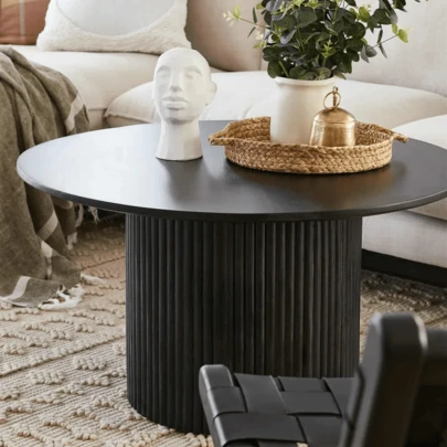 Round Wooden Coffee Table With Base