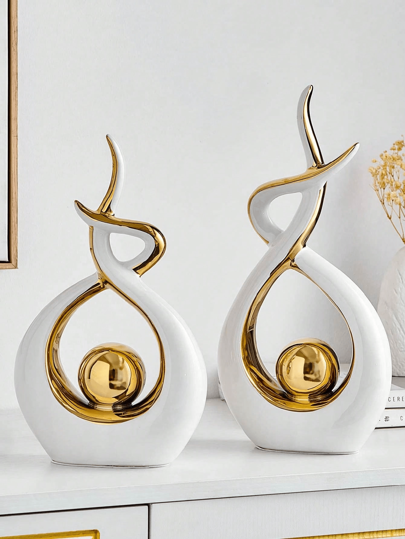 1pc Home Decor Modern Abstract Art Resin Statue Desktop Decoration - Modern Home Decor For Living Room, Bedroom, Desktop, Dining Table, Office, TV Cabinet, Shelf, Wedding Gift, Housewarming Gift